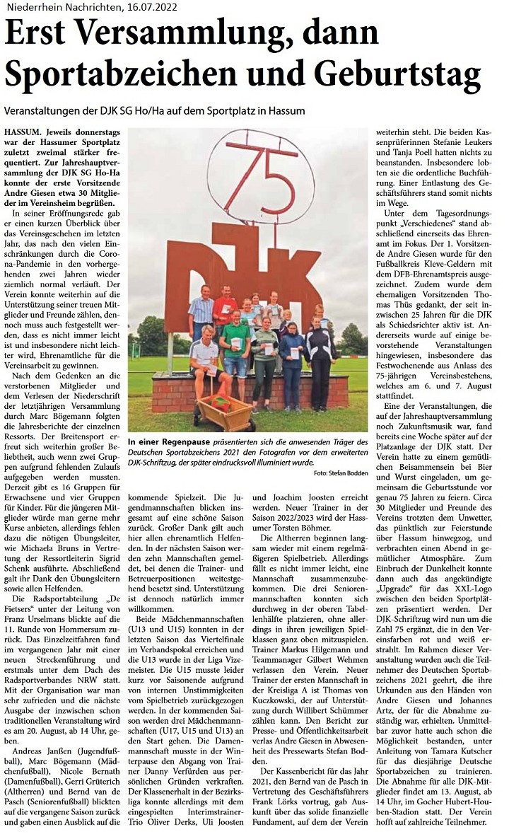 Erst Versammlung, dann Sportabzeichen und Geburtstag