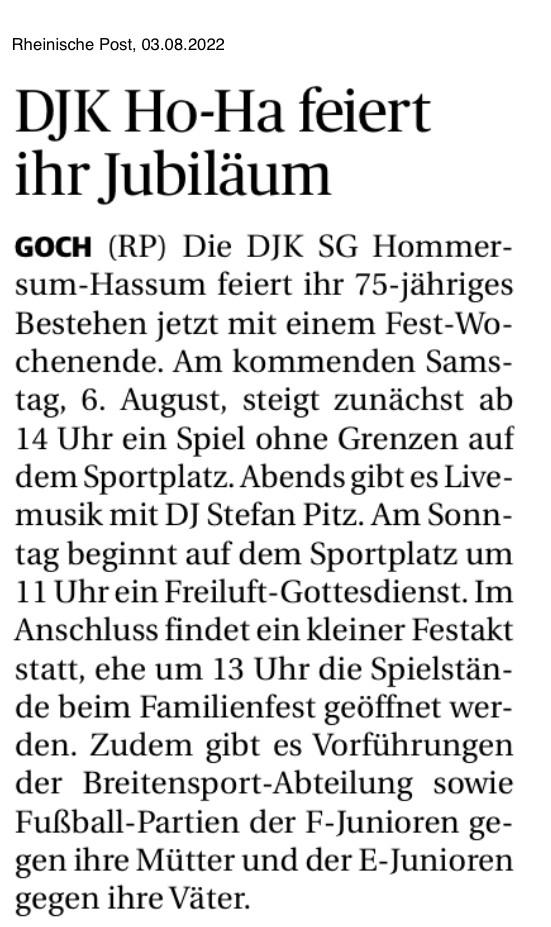 DJK Ho-Ha feiert ihr Jubiläum