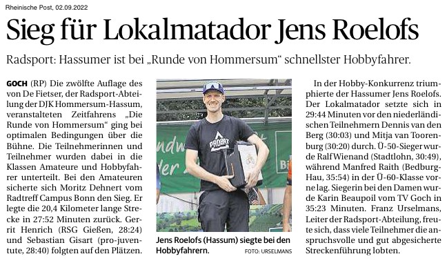 Sieg für Lokalmatador Jens Roelofs