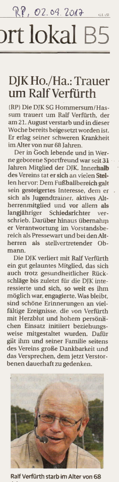 Trauer um Ralf Verfürth